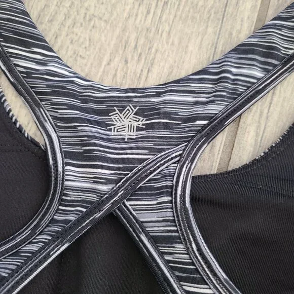 Tek Gear Medium Support Sports Bra Black Gray Striped Medium women's - Picture 7 of 8